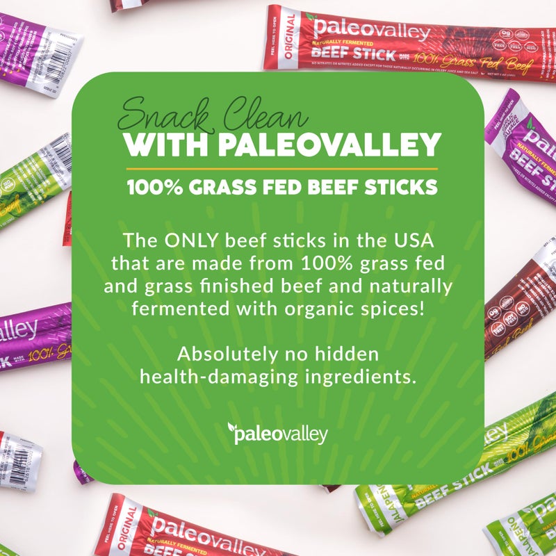 Paleovalley 100% Grass Fed Beef Sticks - Delicious Gluten Free Beef Snack - High Protein Keto Friendly, 40 Count Variety Pack - Image 3